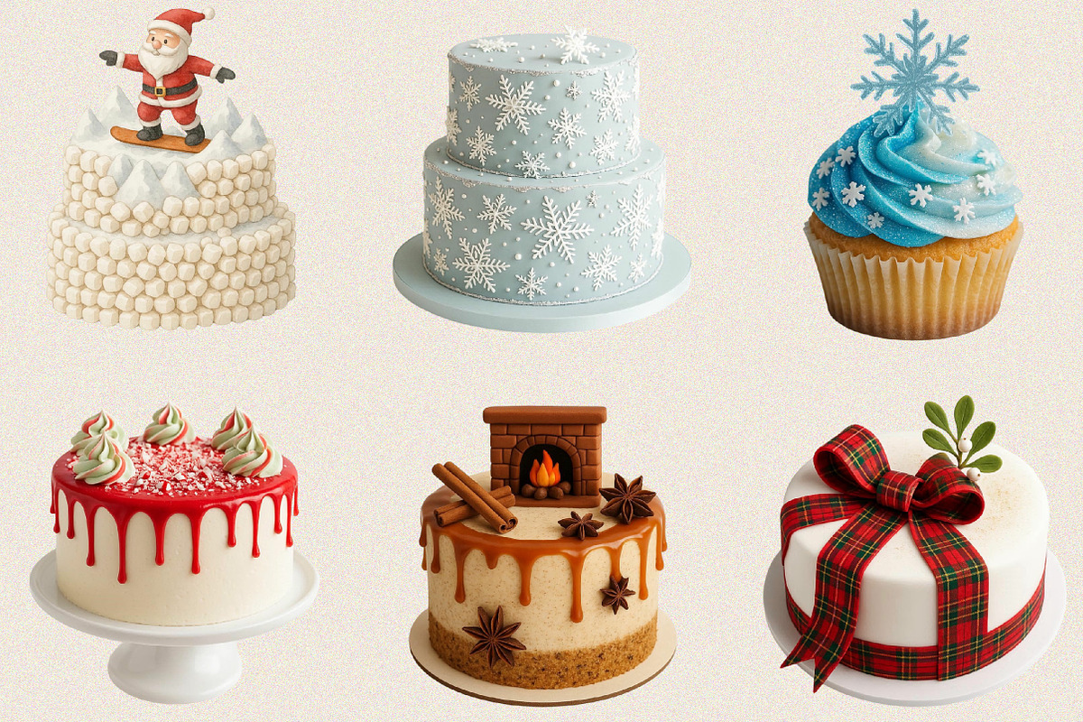 Christmas Cake Sublimation Clipart B, an Illustration by SVGArt (Photo 2 of 8)