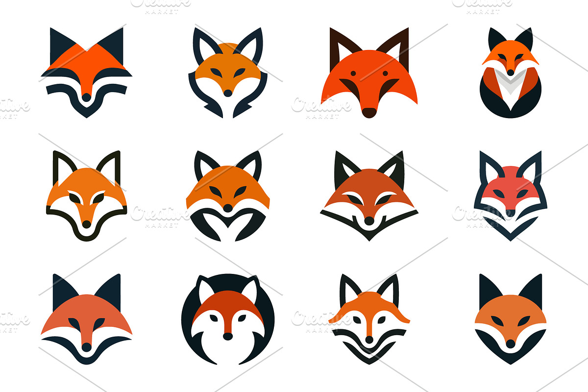 Minimalist Fox Logo Set, a Branding & Logo Template by Vectorium Studio
