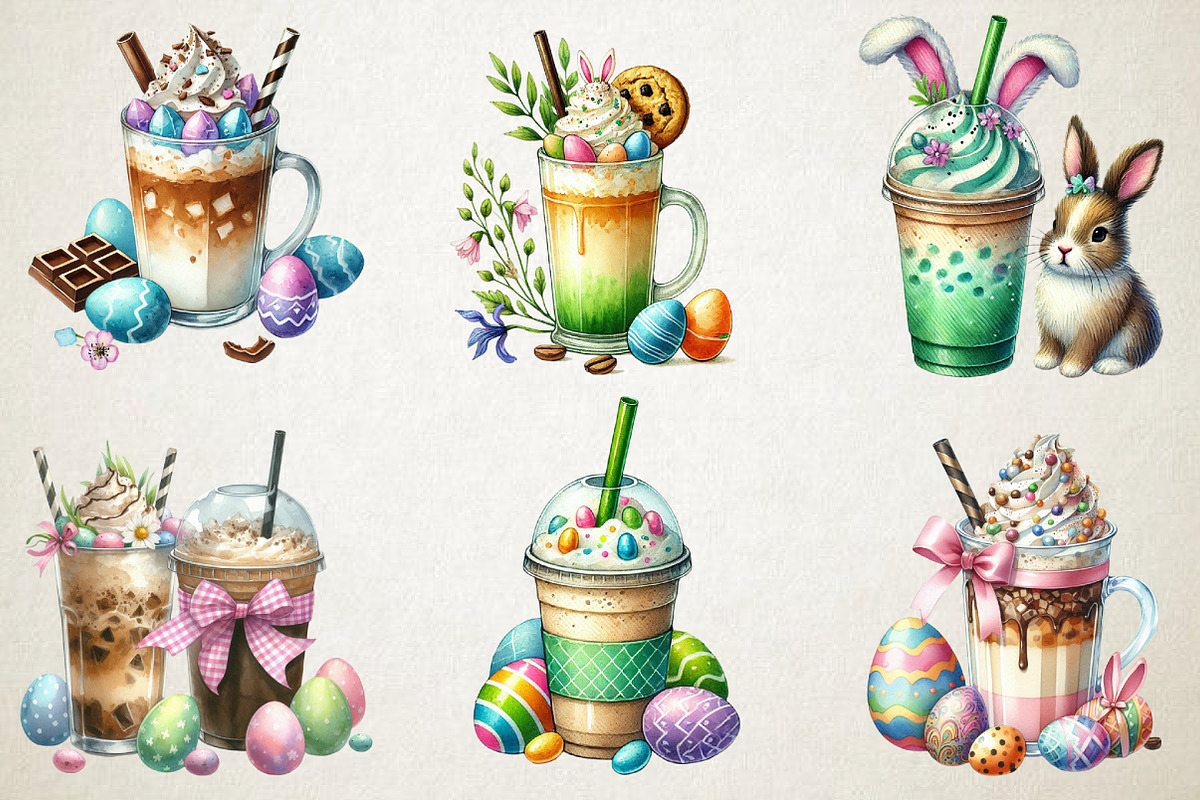 Easter Coffee Clipart Bundle, a Work Illustration by OK Design (Photo 2 of 3)