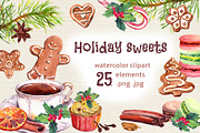 Christmas sweets watercolor set, a Decorative Illustration by Where summer is (Thumbnail 1 of 7)