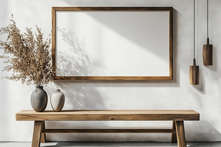 Old rustic bench with vases and wood, an Architecture Photo by MistyDay