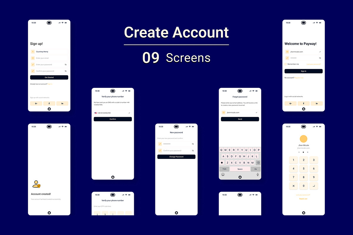 Payway - Online Mobile Banking App, an UI Kit Template by CraftingStudio (Photo 6 of 10)