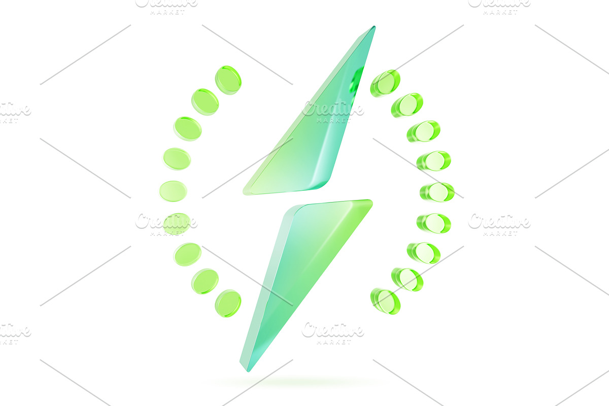 3d green glass electric charging, a Technology Illustration by Marozhkastudio