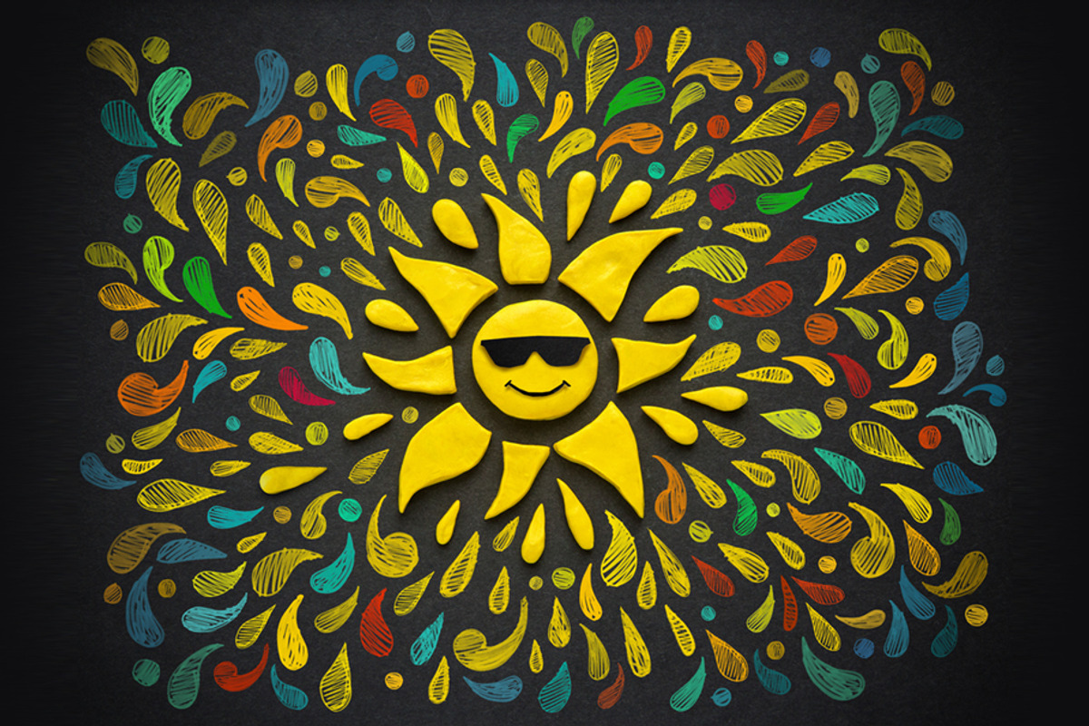 Cheerful Sun on a Black Background, a Seasonal Illustration by Countryside life (Photo 5 of 8)