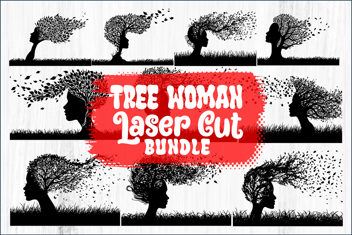 Tree Woman Laser Cut Bundle, an Object Graphic by BIPLOB EXPERT (Photo 1 of 11)