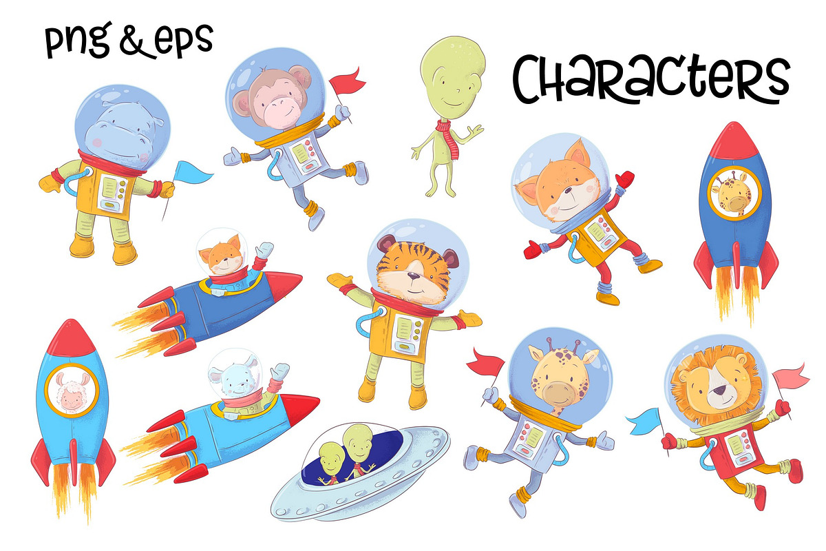 Space – vector clip art, an Animal Illustration by Yuliya Art (Photo 4 of 8)