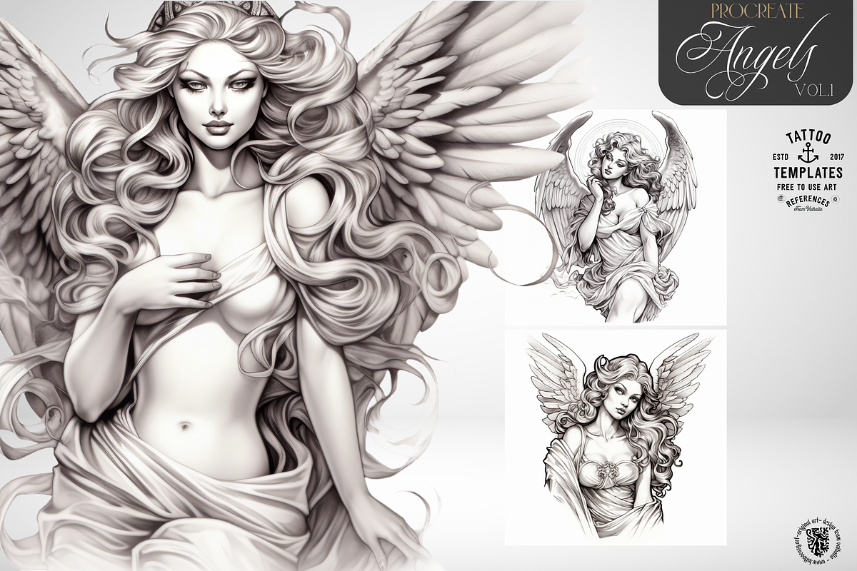 ~ Angels ~ tattoo/art templates, a Brush Add-On by Studio.Valhalla (Photo 2 of 4)