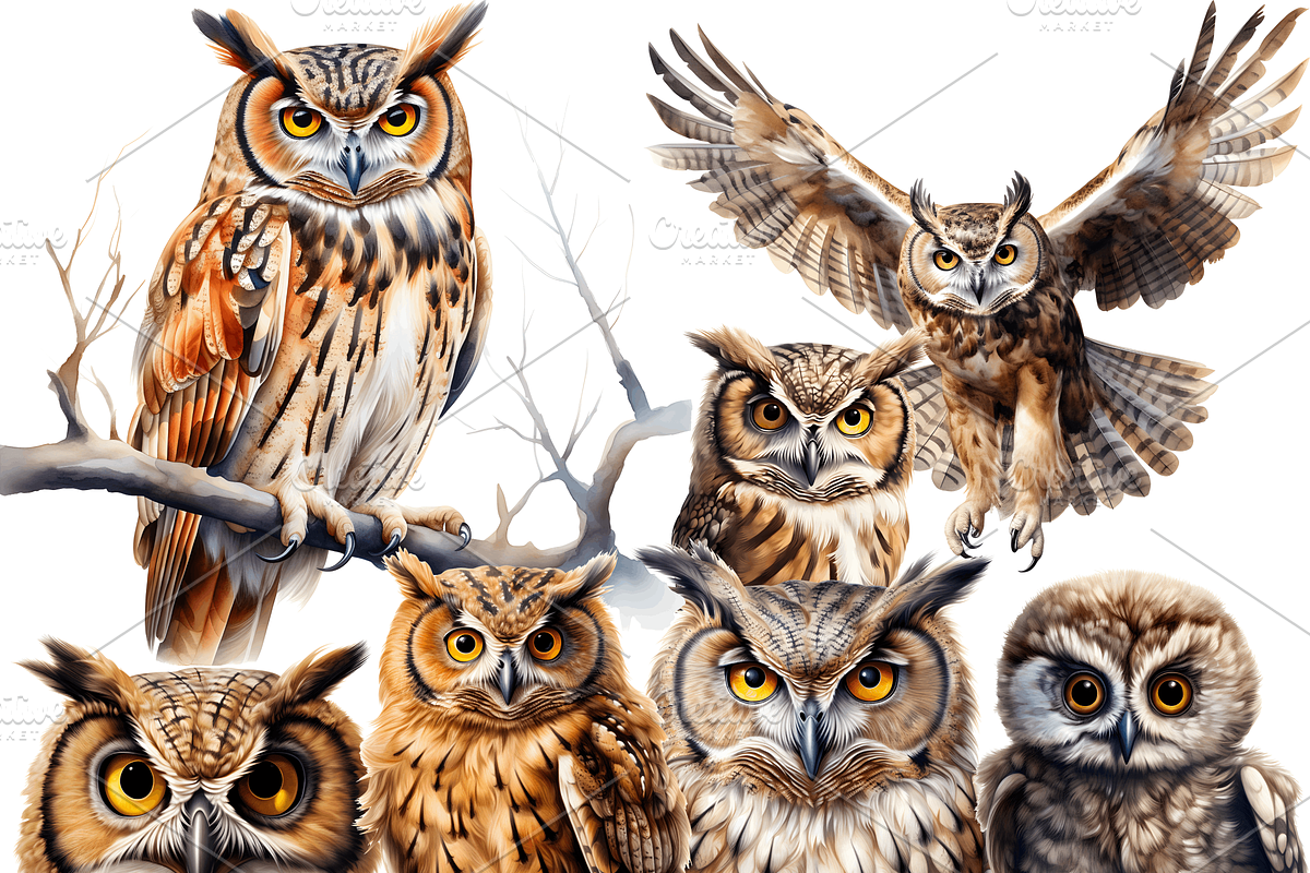Watercolor Owl Clipart, an Object Graphic by ArtisticTimberStudio (Photo 2 of 2)