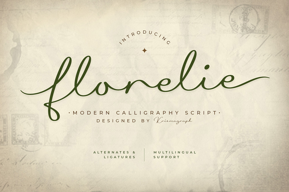 Florelie – Modern Calligraphy Script, a Script Font by Krismagraph (Photo 1 of 10)
