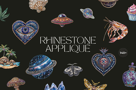 RHINESTONE APPLIQUE Collage, an Object Graphic by Lana Elanor