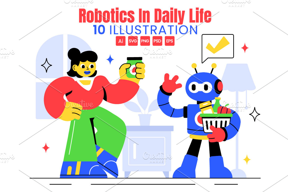 10 Robotics Daily Life Illustration, a Technology Illustration by denayunebgt (Photo 1 of 4)