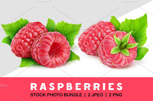 Two Raspberries With Leaf
