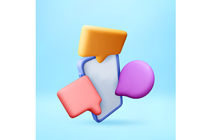 3D Mobile phone with social media, a Technology Illustration by Abscent