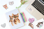 Valentine's Day Watercolor Cats, an Animal Illustration by TanataDesign (Thumbnail 4 of 10)