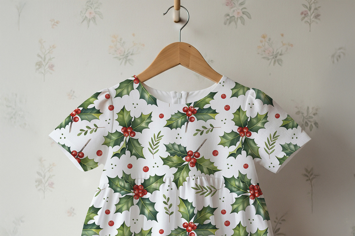 Christmas holly seamless pattern, a Pattern Graphic by Kreeya Art Shop (Photo 8 of 13)