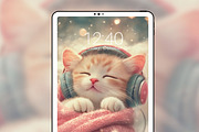 Cute Cozy Cat Phone & iPad Wallpaper, a Graphic by Kalindiprints (Thumbnail 2 of 11)