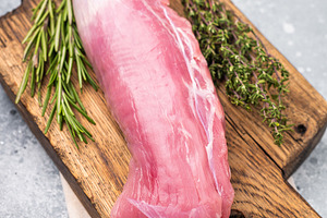 Pristine raw pork tenderloin, ideal for roasting or sautéing, p, a Food & Drink Photo by composter-box@mail.ru