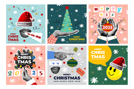 Christmas halftone collage art, a Seasonal Illustration by Creative Graphics