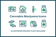 32 Cannabis Marijuana Icons, an Outline Icon by Furnace (Thumbnail 2 of 5)