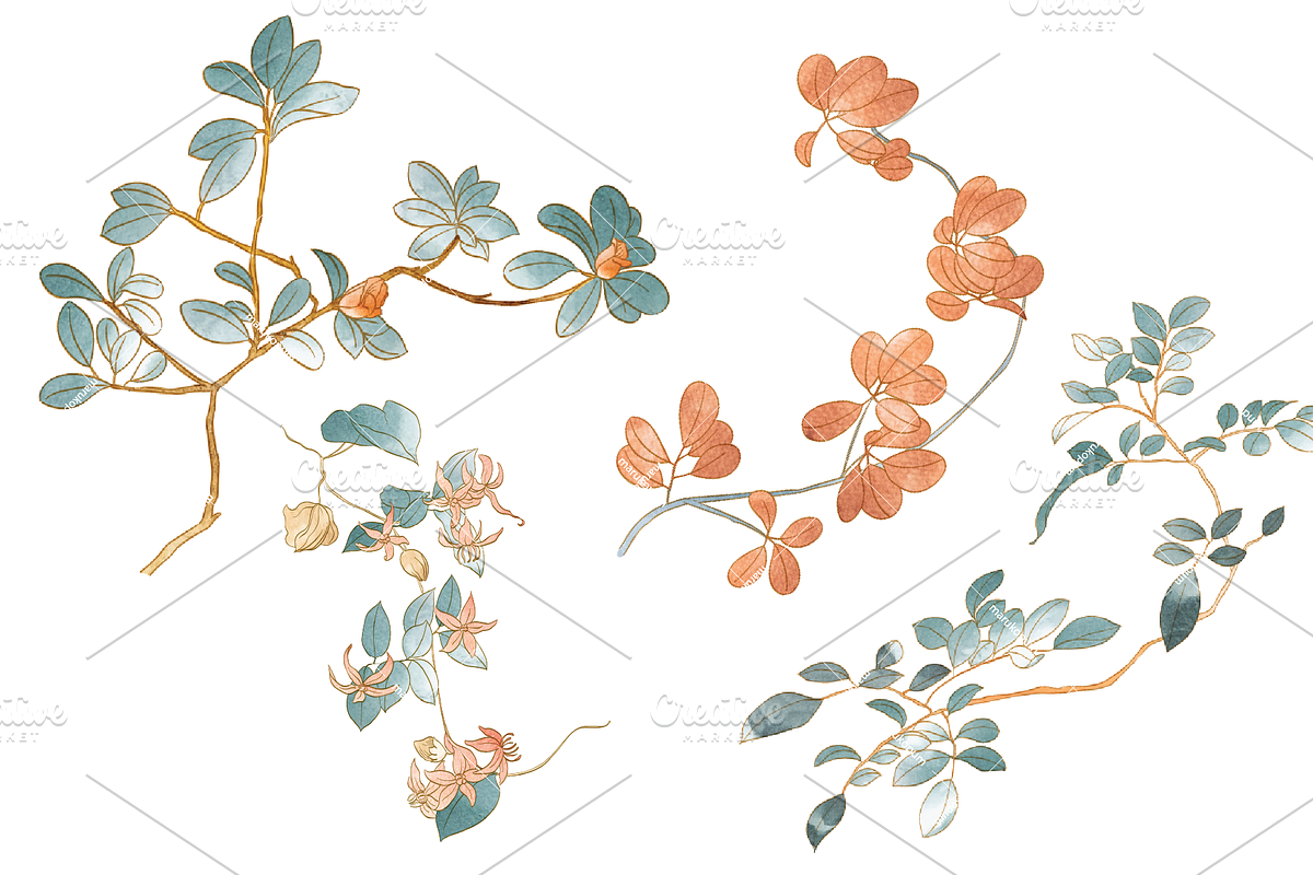 Flower elements in Vintage style, an Object Graphic by marukopum (Photo 5 of 7)