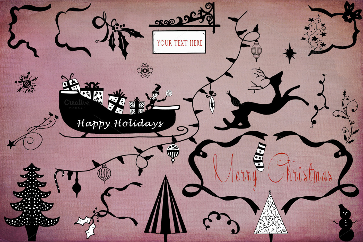 Holiday Handsketch Christmas Clipart, an Illustration by Le Paper Cafe (Photo 2 of 3)