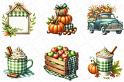 Green Gingham Autumn Clipart, an Illustration by DreamPrint404 (Thumbnail 6 of 6)
