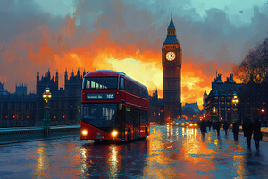 Historic London bus travels by Big B, a Photo by Tanuart