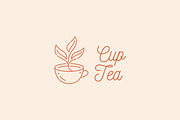 Cup Tea Leaf Vintage Linear Logo, a Branding & Logo Template by Signatoro (Thumbnail 1 of 2)