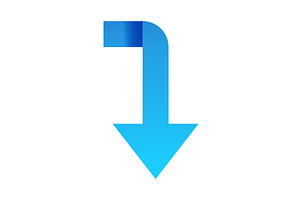Blue arrow icon, pointing down, an Object Illustration by Things for designers