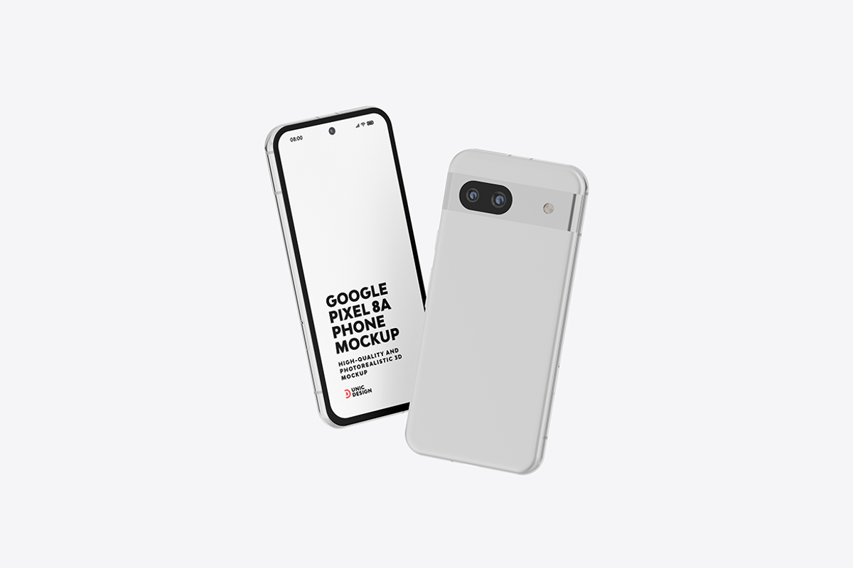 Google Pixel 8A Phone Mockup, an Android Mockup by UnicDesign (Photo 15 of 15)
