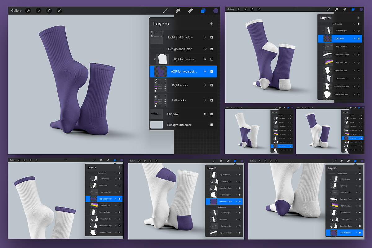 High Socks Mockup For Procreate, a Bottom Mockup by Grow Design Craft Studio (Photo 3 of 6)
