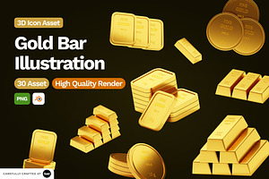 3D Gold Bar Ilustration