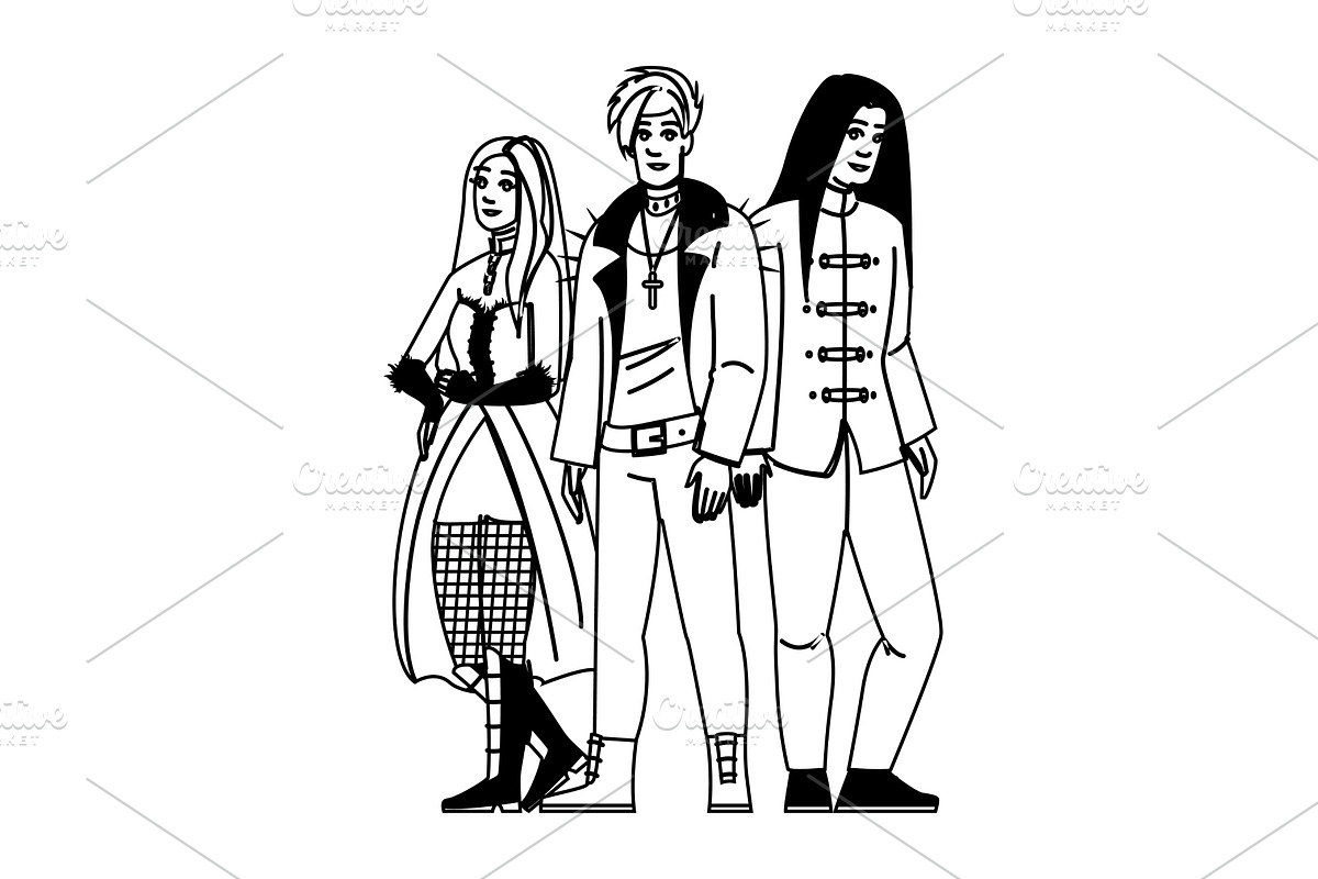 aesthetic goth band vector, a Person Illustration by pikepicture