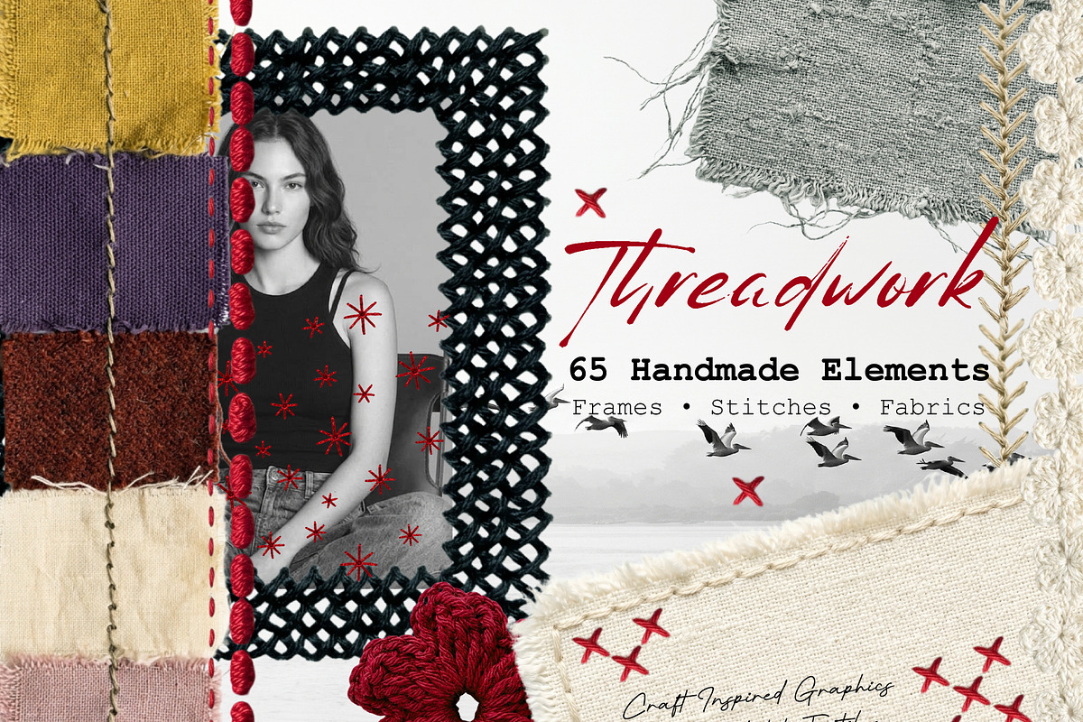 Threadwork Handmade Textile Elements, an Object Graphic by DreamoraArt (Photo 1 of 9)
