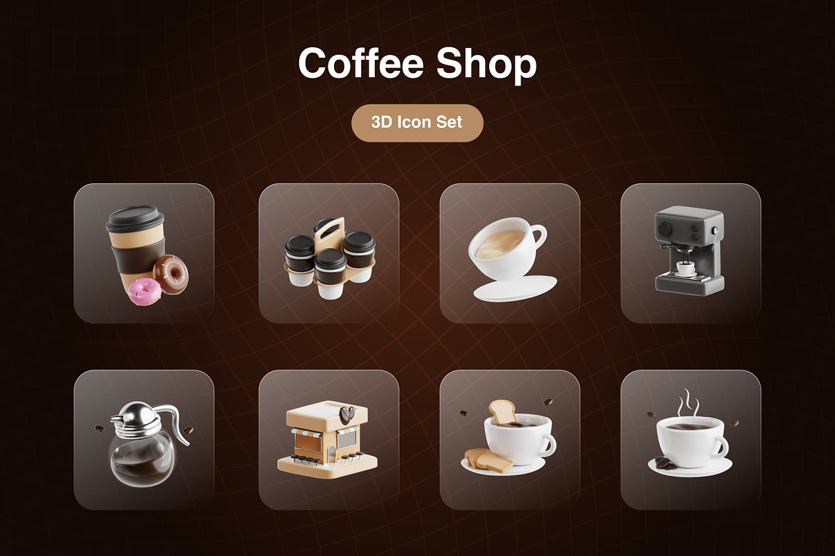 Coffee Shop 3D Icons Set, a Food & Drink 3D Model by Kmg Design (Photo 2 of 2)