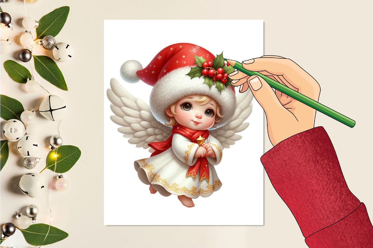 Christmas Cute Angel Clipart Bundle, a Work Illustration by Craft Nest (Photo 2 of 5)