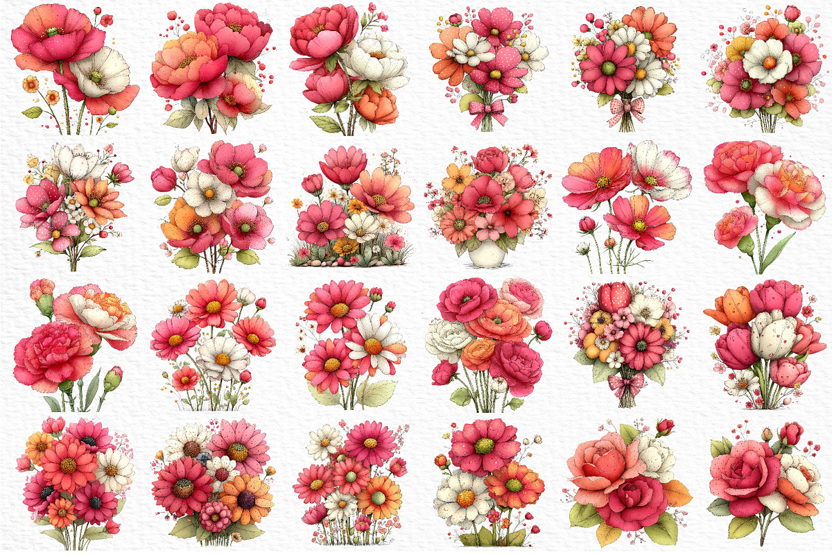 Whimsical Summer Flowers Clipart, an Illustration by Craft Nest (Photo 6 of 12)