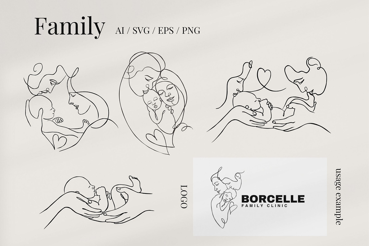 Family one line illustrations, a Person Illustration by Elena_Sedova (Photo 4 of 7)