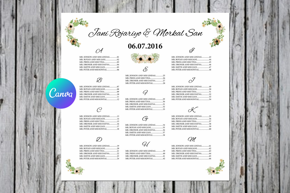 Wedding Seating Chart Template, a Stationery Template by retrographix (Photo 1 of 2)