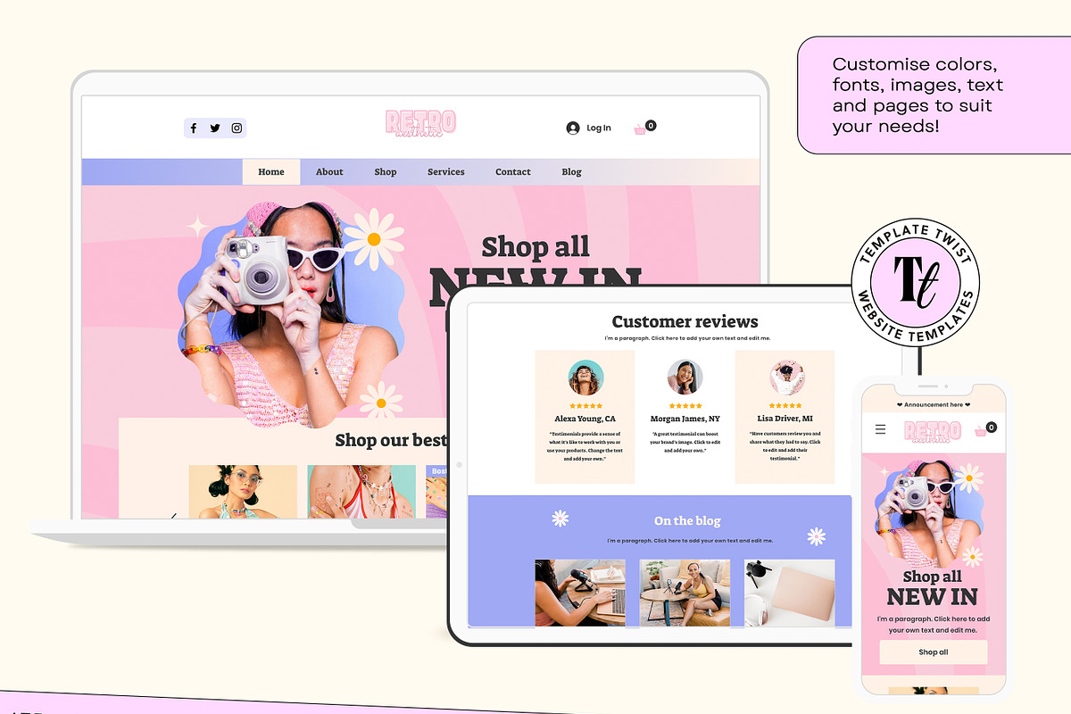 Pink Retro Wix Theme Store, a Wix Template by Template Twist Shop (Photo 7 of 10)