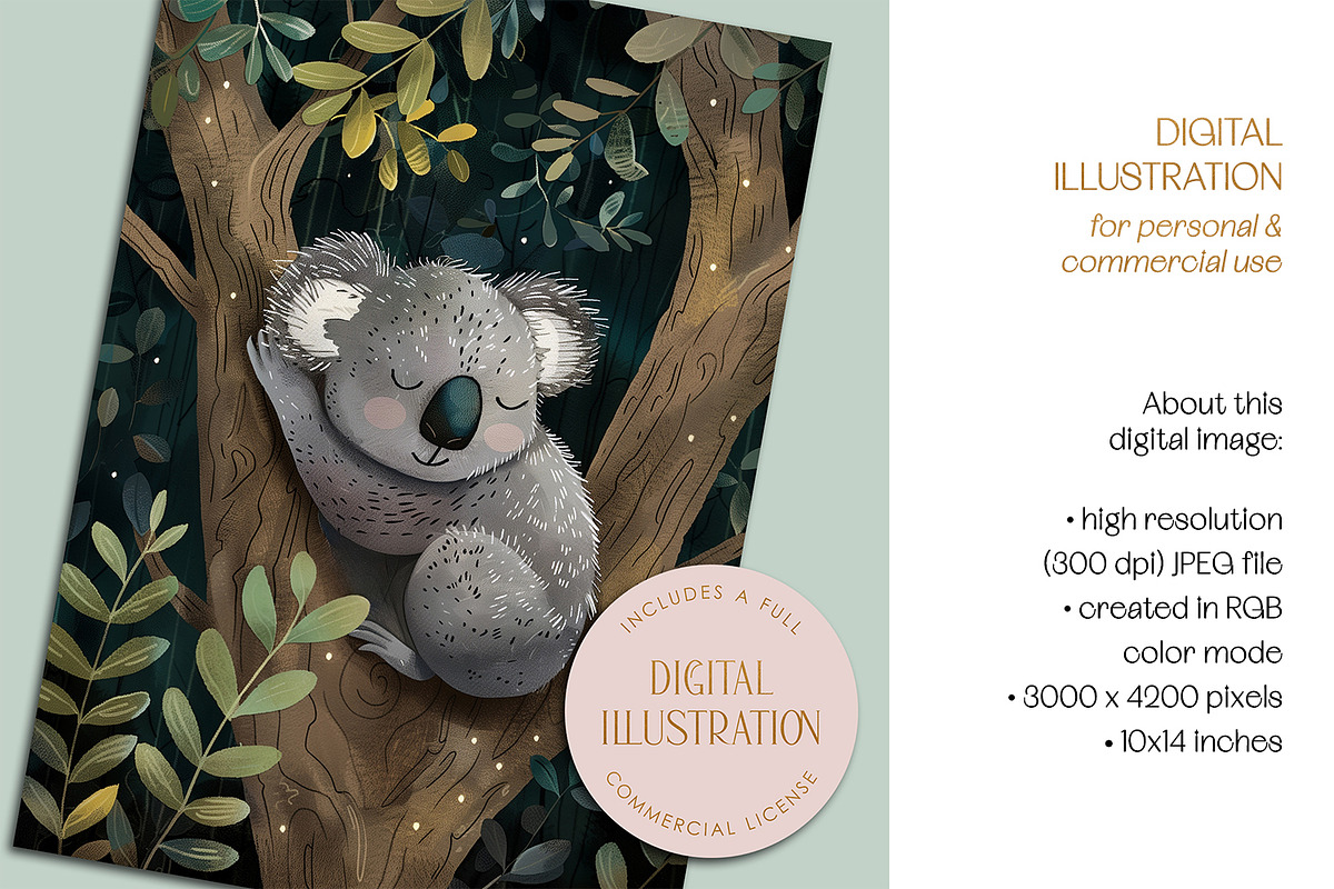 Sleeping Koala Bear Illustration, an Animal Illustration by The Dutch Lady Designs (Photo 2 of 4)