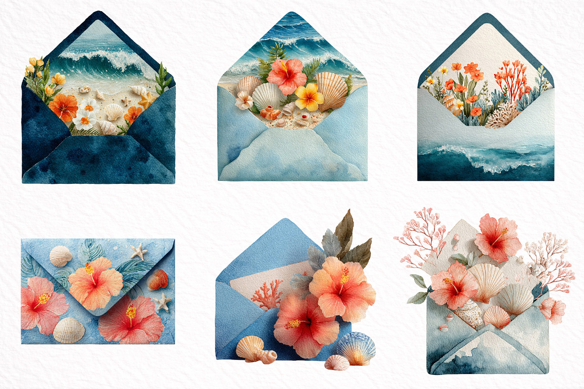 Whimsical Summer Envelope Clipart, an Illustration by DreamArtGraphic (Photo 5 of 8)