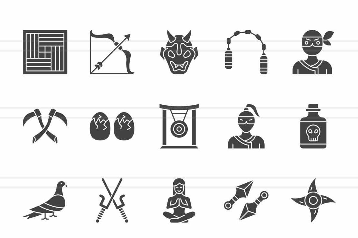 45 Ninja Glyph Icons, an Icon by IconBunny (Photo 2 of 2)