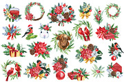 Christmas watercolor clipart, a Decorative Illustration by Hanna Hryharenka (Thumbnail 6 of 19)