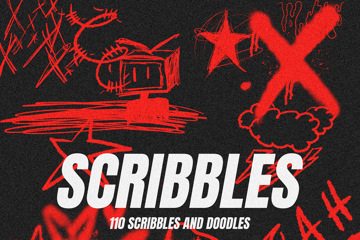 Scribbles and Doodles - 110 PNGs, an Object Graphic by Ridgeline Media CA (Photo 1 of 3)