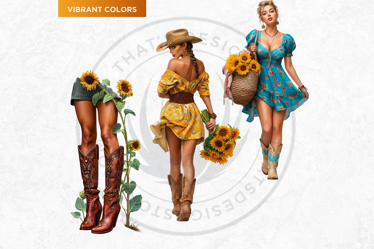 Sunflower Beauties Complete Cliparts, a Person Illustration by ThatsDesignArt (Photo 10 of 16)