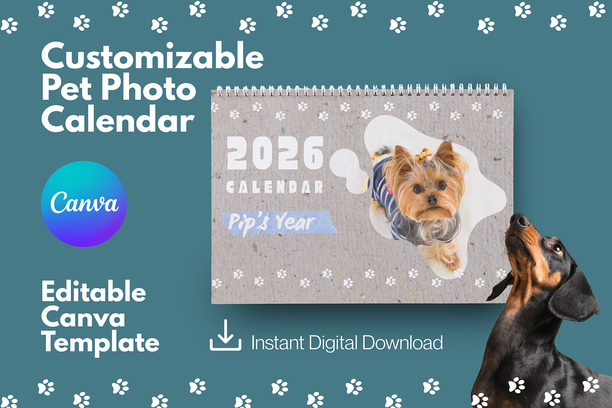 2026 Pet Mom Calendar Canva Template, a Stationery Template by CreativeJourney (Photo 1 of 4)