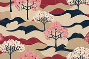 Japanese Cherry Blossom Wave Pattern, a Pattern Graphic by KA7-Designs (Thumbnail 6 of 11)