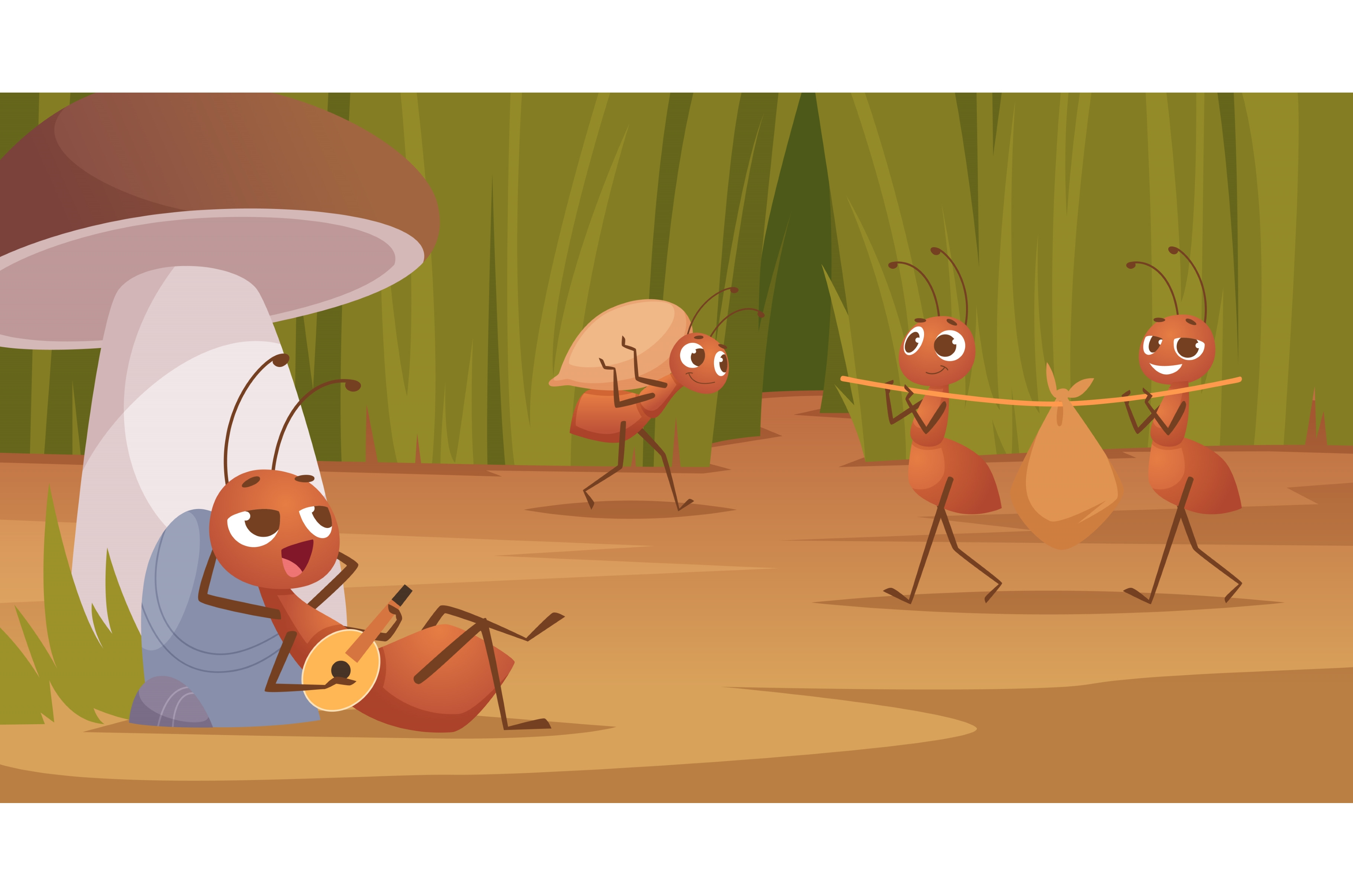 Ants. Cartoon background with ants, a Graphic by Onyx