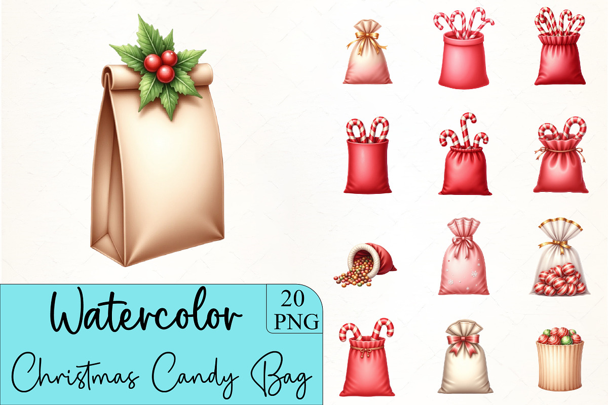 Christmas Candy Bag Clipart, an Illustration by CrexoraLab (Photo 1 of 5)